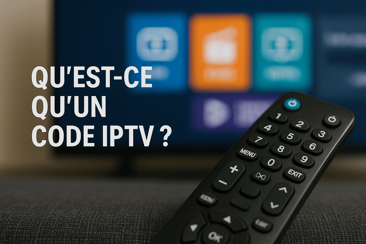 Interface IPTV avec options de streaming via code IPTV